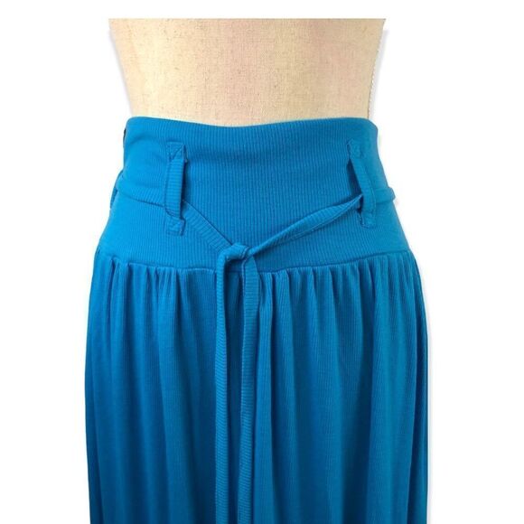 Berlin Black Label USA Maxi Skirt Aqua Blue Ribbed Jersey Knit Size Large - Picture 6 of 9